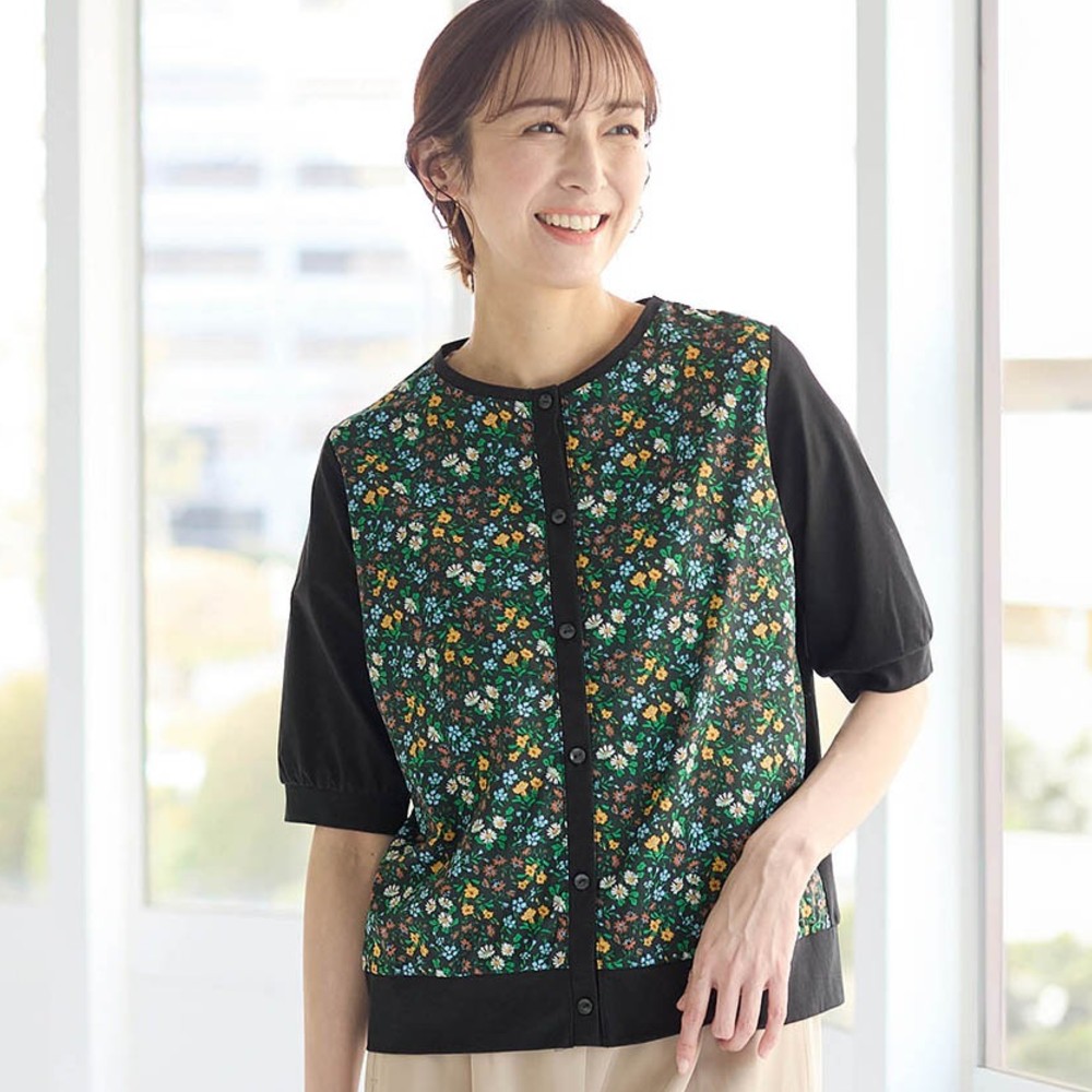 【ラ・フィット/la*fite】リバティプリント使いカットソーカーディガン