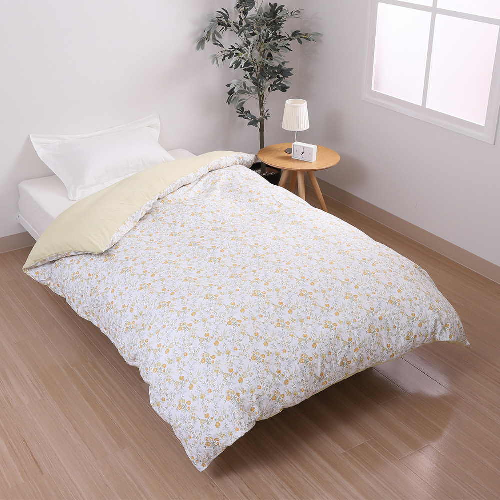 【西川】着脱簡単なフラワーデザインの掛け布団カバー