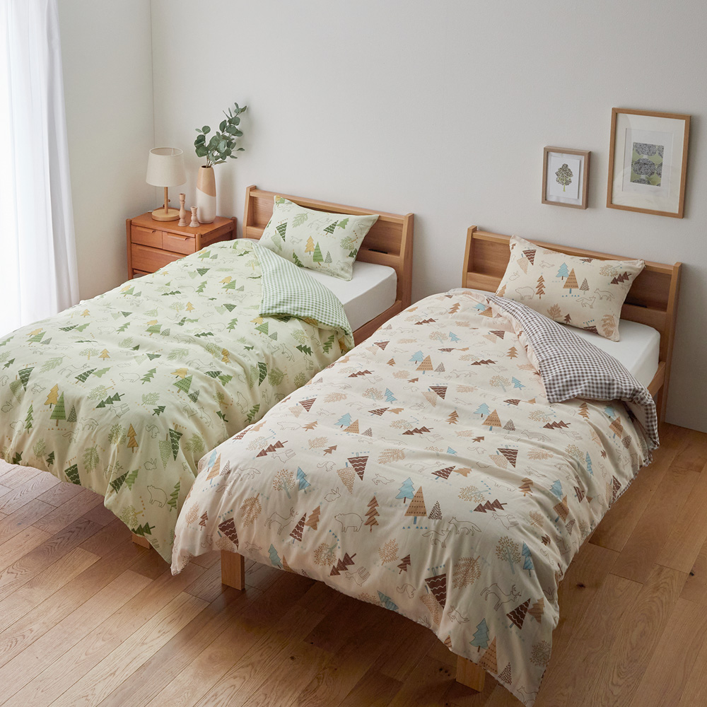 【ベルメゾン】綿素材を使った北欧ツリー柄の掛け布団カバー