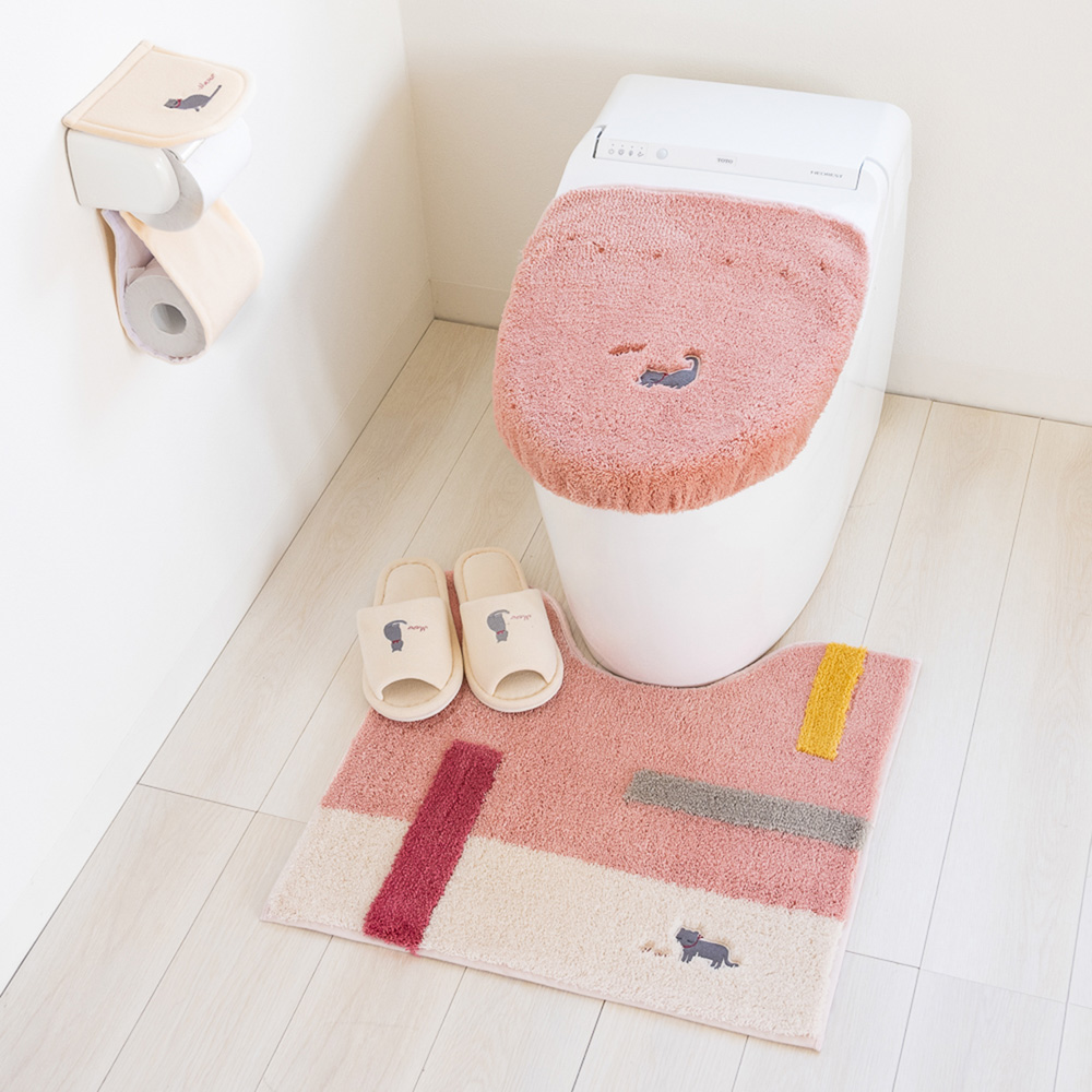 【ベルメゾン】ネコのアップリケが可愛いトイレマット・フタカバー 【ベルメゾン】ネコのアップリケが可愛いトイレマット・フタカバー