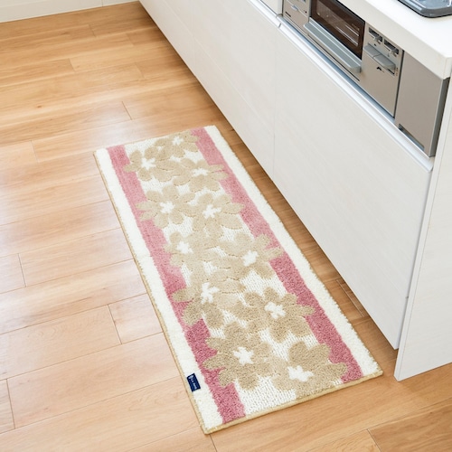 北欧調フラワーデザインのキッチンマット