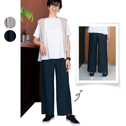【定期お届け】［Lサイズ］ シルエットがきれいなプリーツパンツ ：２回シリーズ