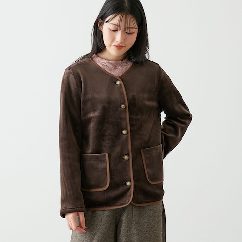 【3月12日再値下げ】 フリースボンディングノーカラージャケット