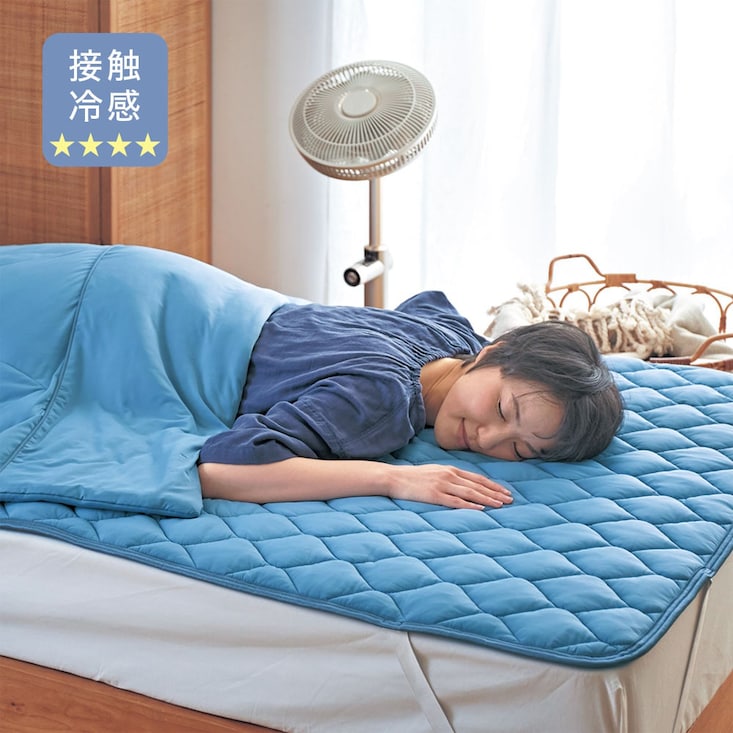 ひんやり加工をプラスしたもっちり接触冷感リバーシブル敷きパッド 【ひんやり★★★★】