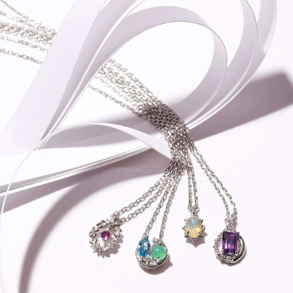 【ベルメゾン】トップが選べる天然石シルバーネックレス