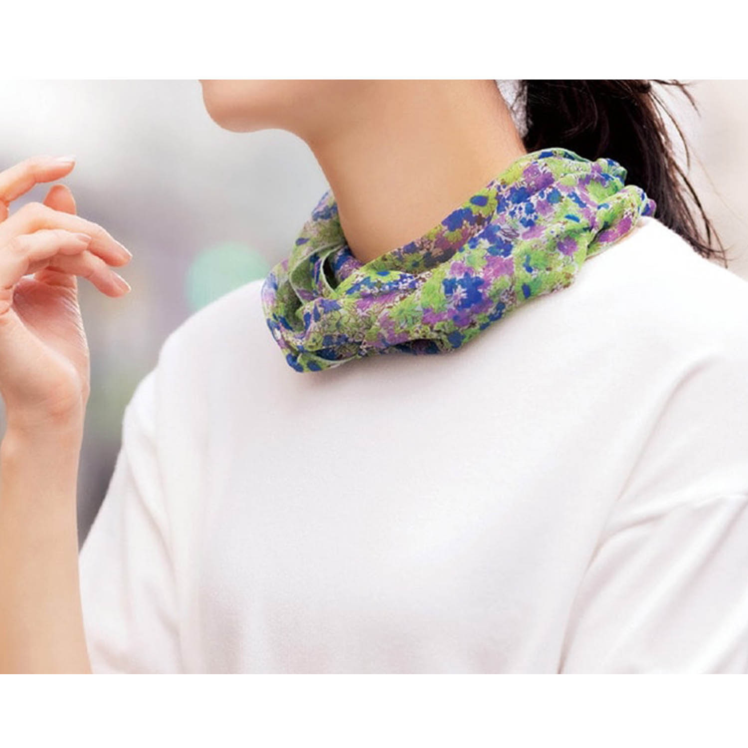 【ベルメゾン】シルクシフォンワンタッチスカーフ[日本製]