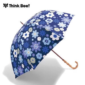 【シンクビー!/Think Bee!】華やかフラワープリント柄長傘【晴雨兼用】