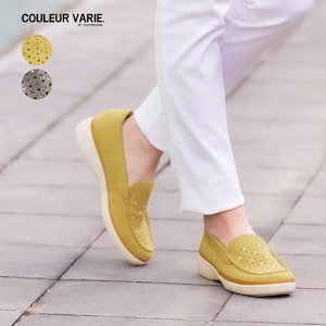 【クロールバリエ/COULEUR VARIE】洗えるパンチングモカシューズ【軽量】【洗濯機OK】