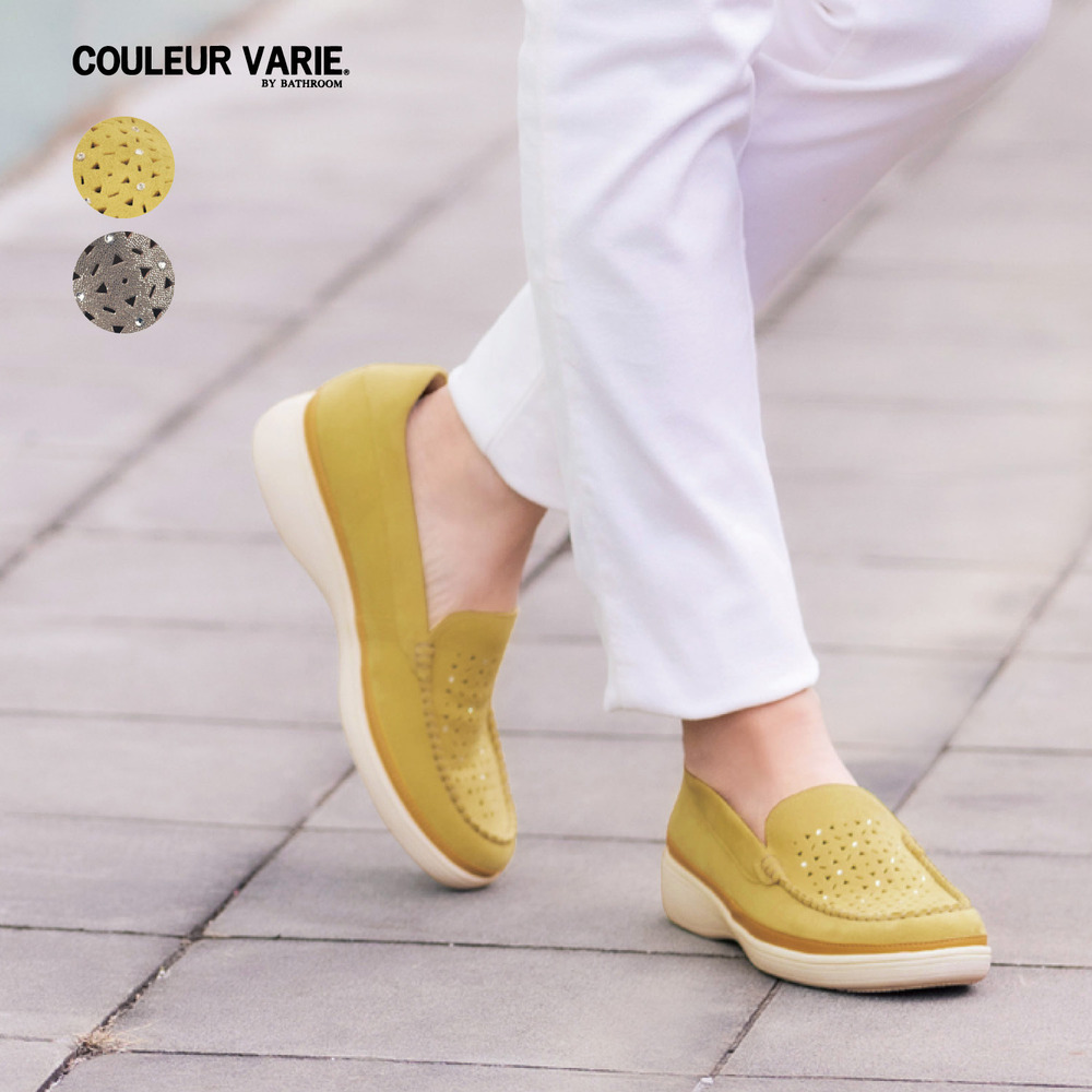 【クロールバリエ/COULEUR VARIE】洗えるパンチングモカシューズ【軽量】【洗濯機OK】