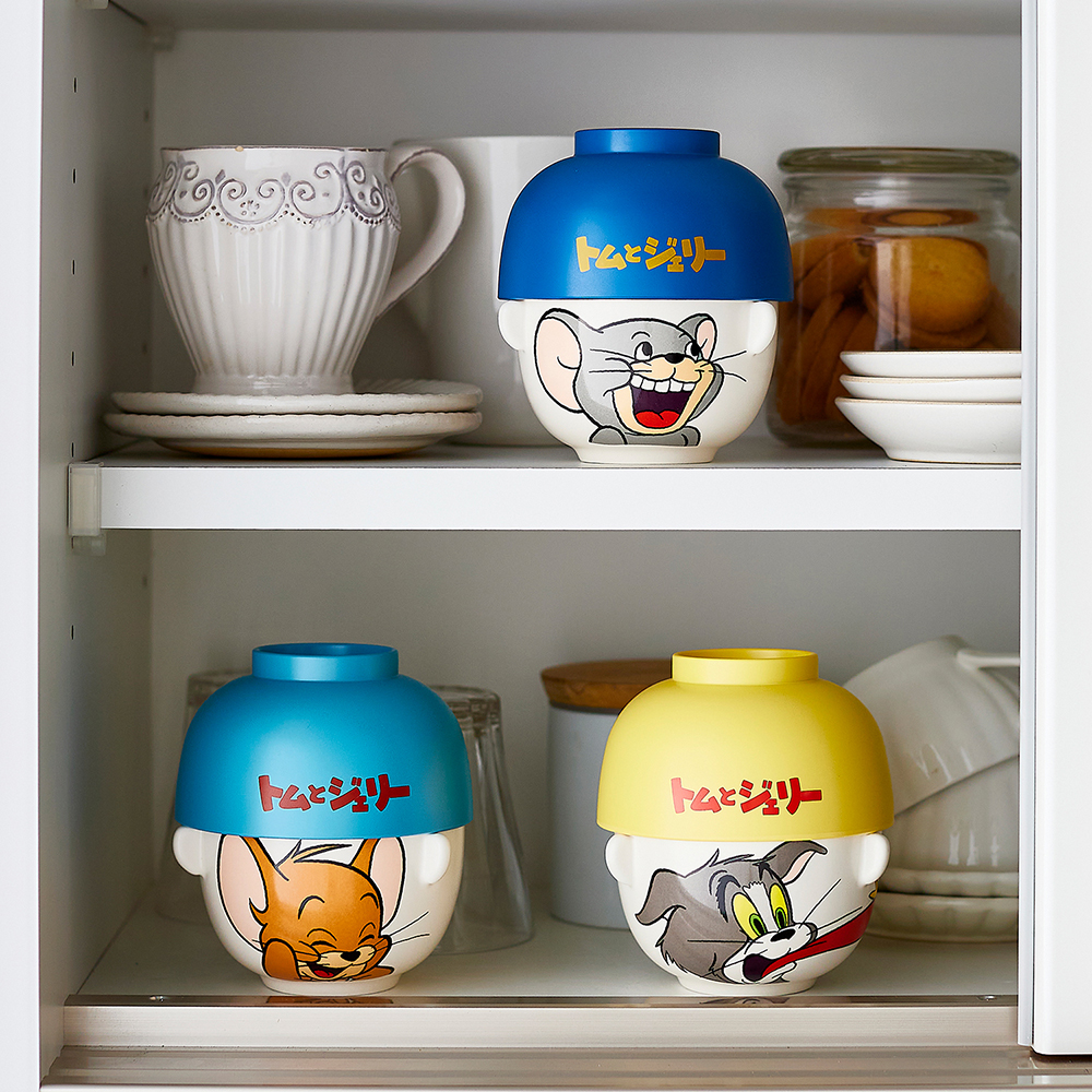 【トムとジェリー/TOM and JERRY】レトロな柄の汁椀茶碗セット「トムとジェリー」