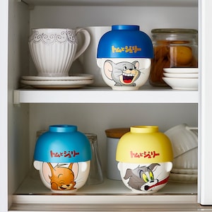 【トムとジェリー/TOM and JERRY】レトロな柄の汁椀茶碗セット「トムとジェリー」