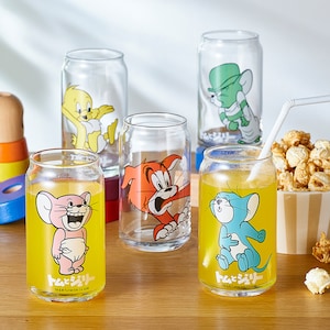 【トムとジェリー/TOM and JERRY】レトロな柄の缶型グラス「トムとジェリー」