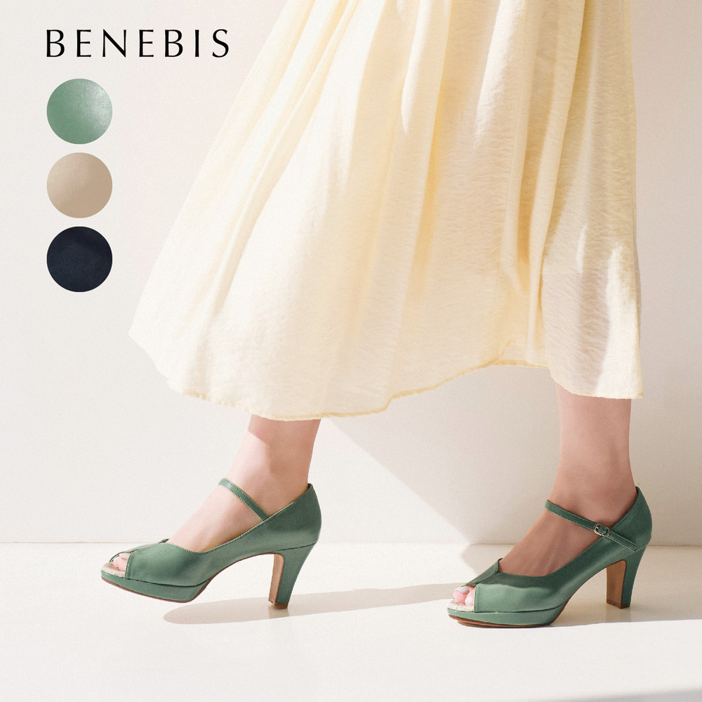 【ベネビス/BENEBIS】しなやかストームオープントウパンプス[日本製]