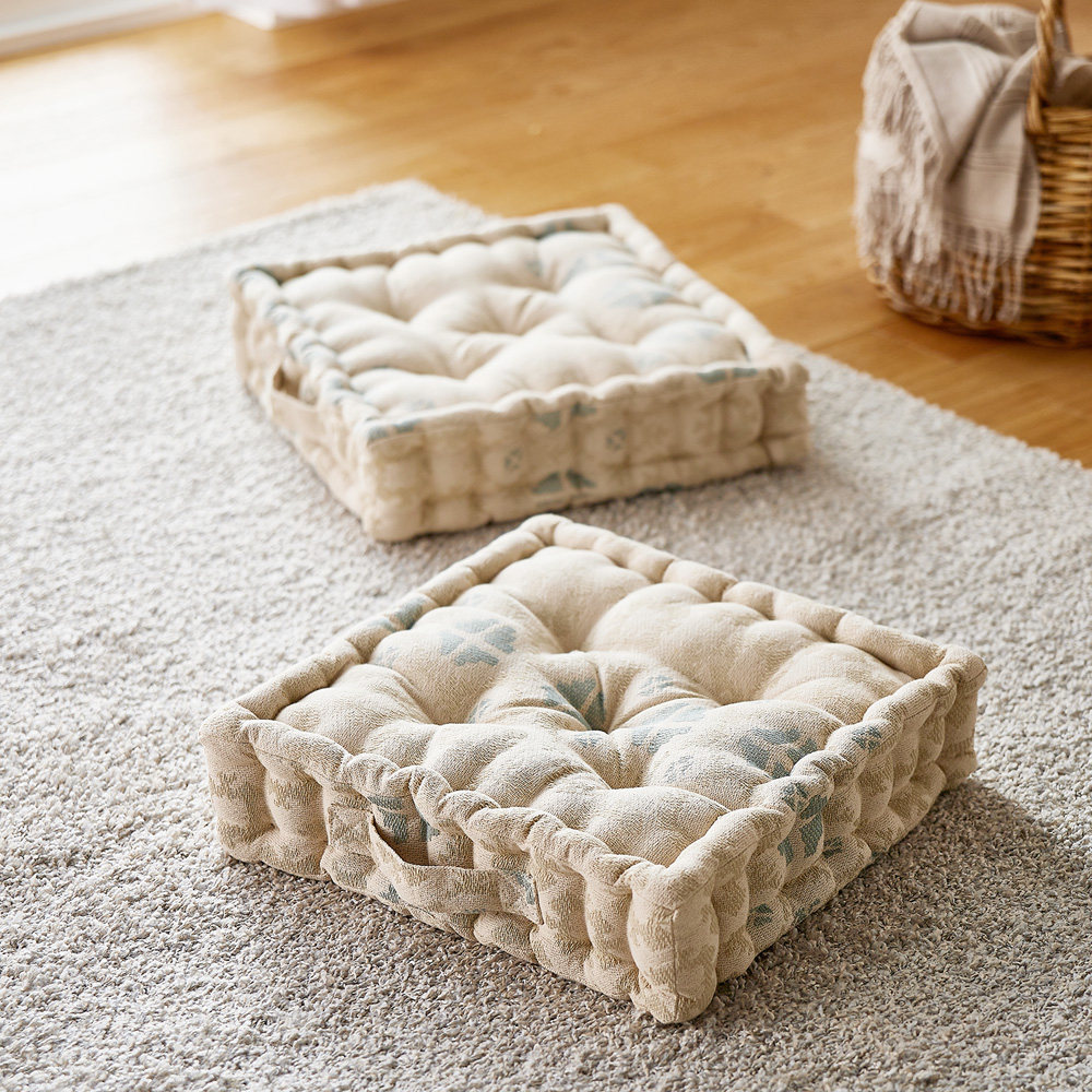 【ベルメゾン】インド綿のボックスクッション2個セット