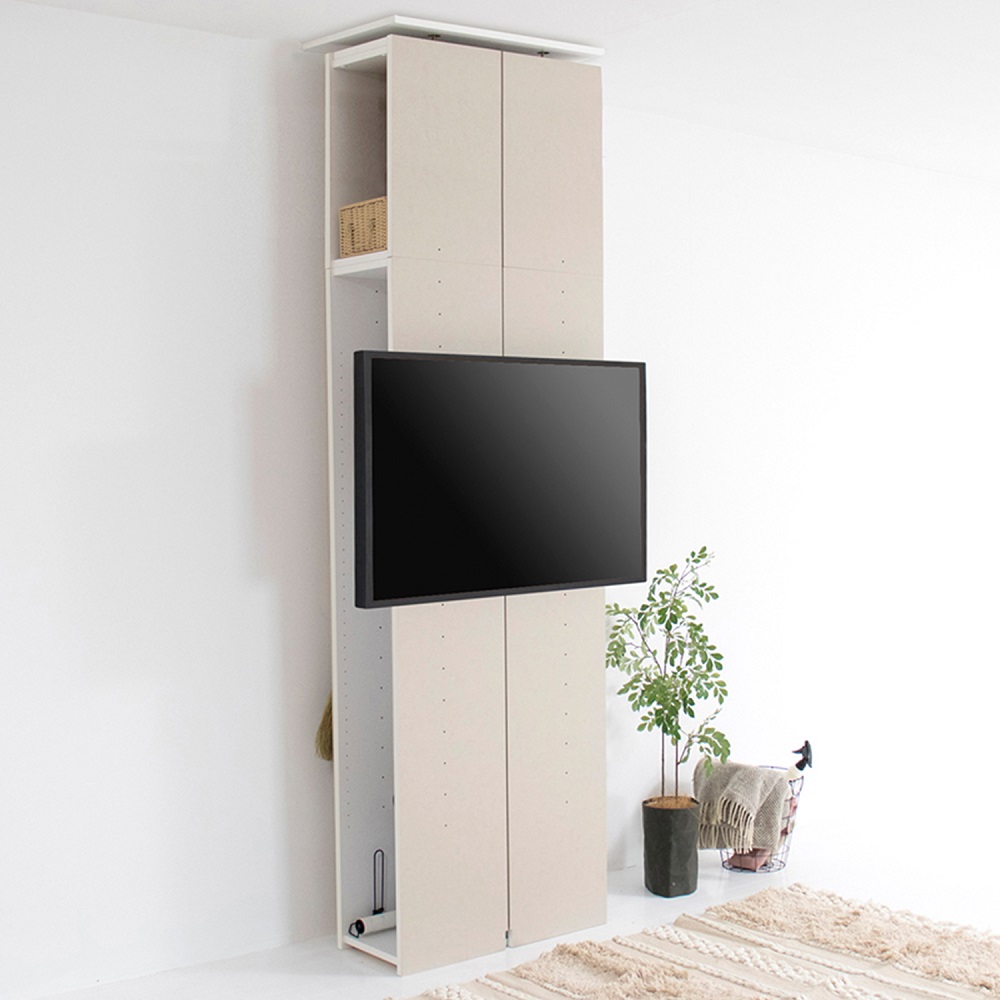 【ベルメゾン】【高さ1cmピッチオーダー】天井突っ張り式収納付き壁掛けテレビスタンド