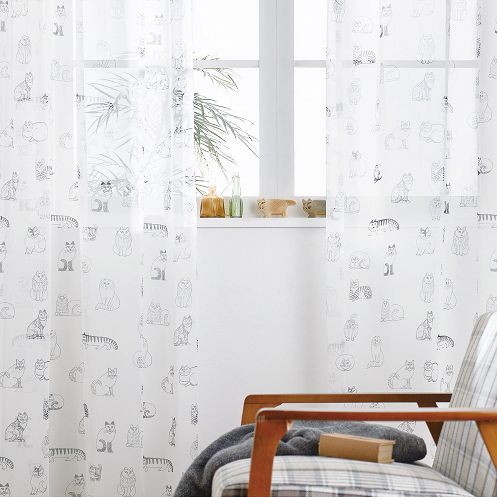 【リサ・ラーソン/Lisa Larson】【99サイズ】LISA LARSON スケッチねこたちのボイルカーテン