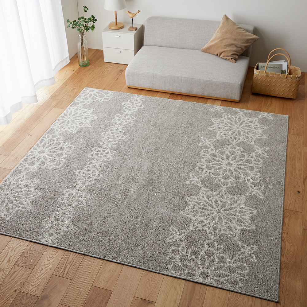 【ベルメゾン】洗えるレース柄の防ダニラグ[日本製]