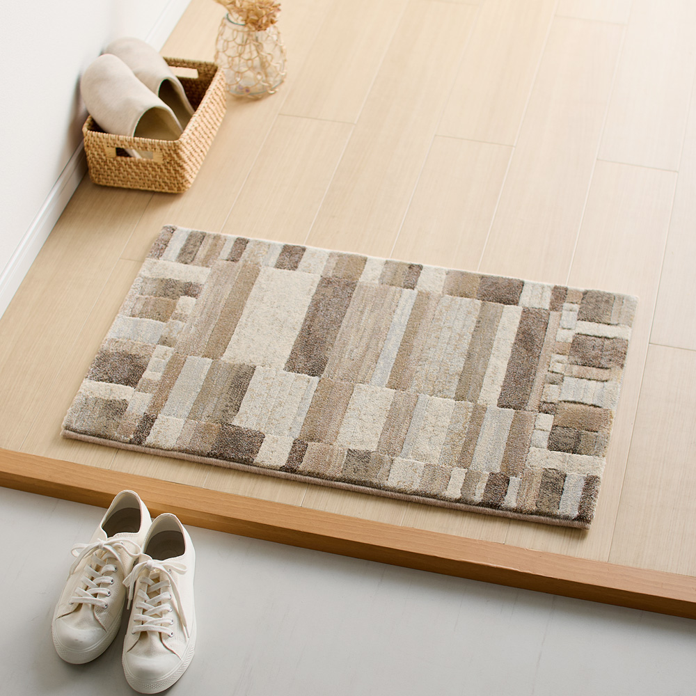【ベルメゾン】ブロックデザインの防炎玄関マット