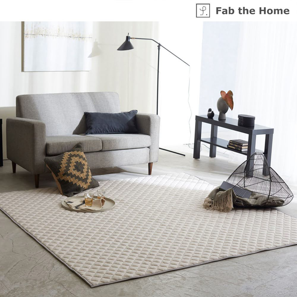 【ファブザホーム/Fab the Home】やわらかな綿ニット素材のヘリンボーンキルトラグ