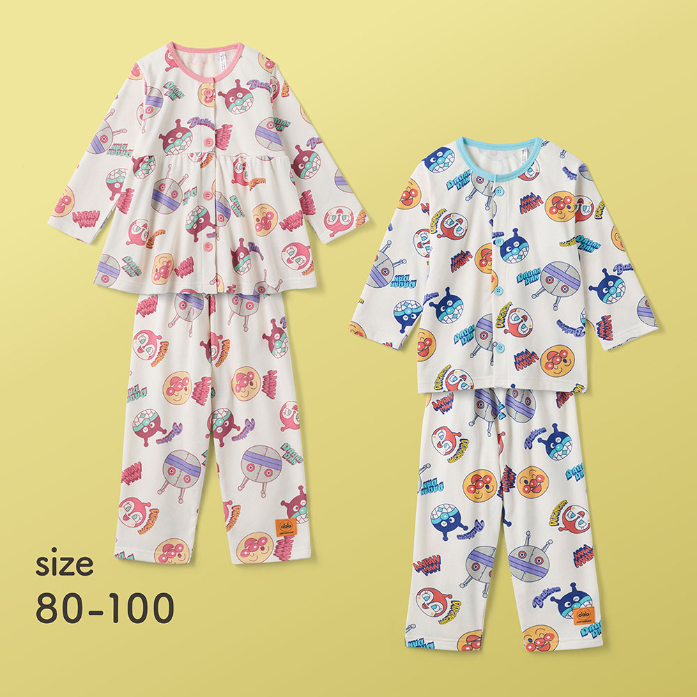 【アンパンマン】アンパンマン 前開き総柄パジャマ【ベビーパジャマ 長袖】