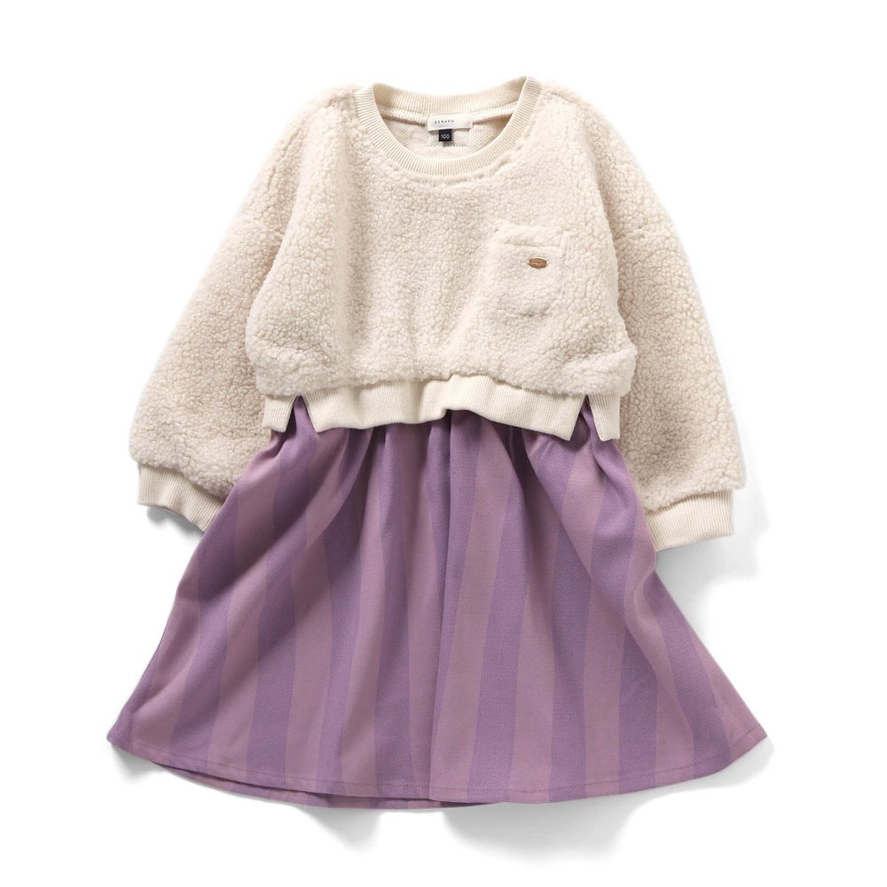 【セラフ/Seraph】冬のおでかけに ボアドッキングワンピース【子供服】 【セラフ/Seraph】冬のおでかけに ボアドッキングワンピース【子供服】