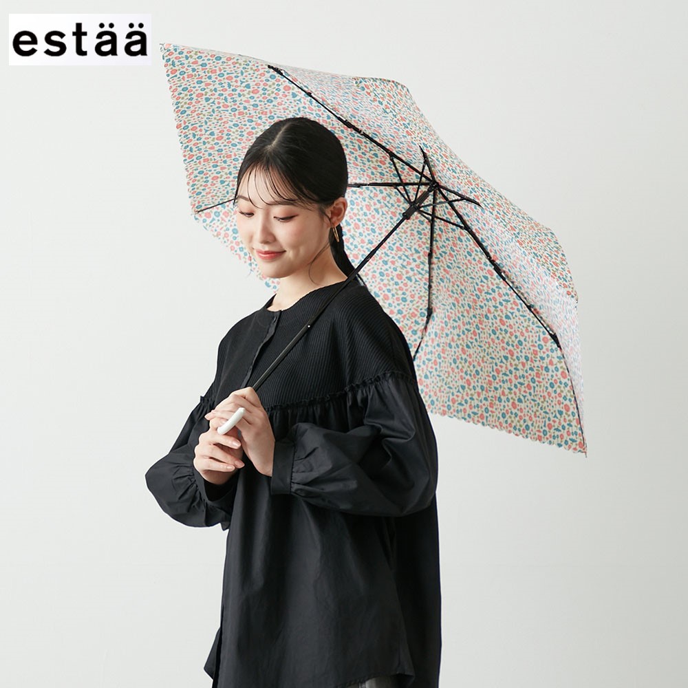 【エスタ/estaa】小花プリント折りたたみ傘【晴雨兼用】 【エスタ/estaa】小花プリント折りたたみ傘【晴雨兼用】