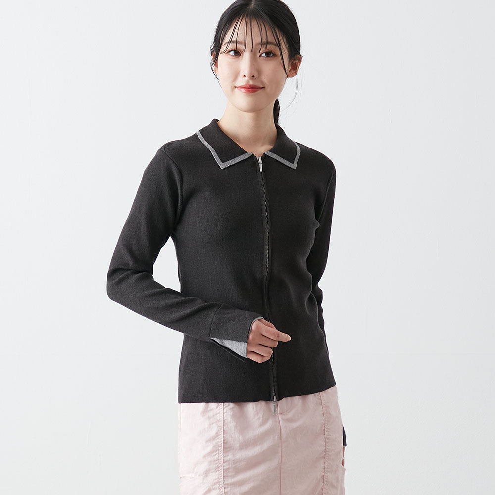 【ハンチ/hunch】やわもちジップアップニット