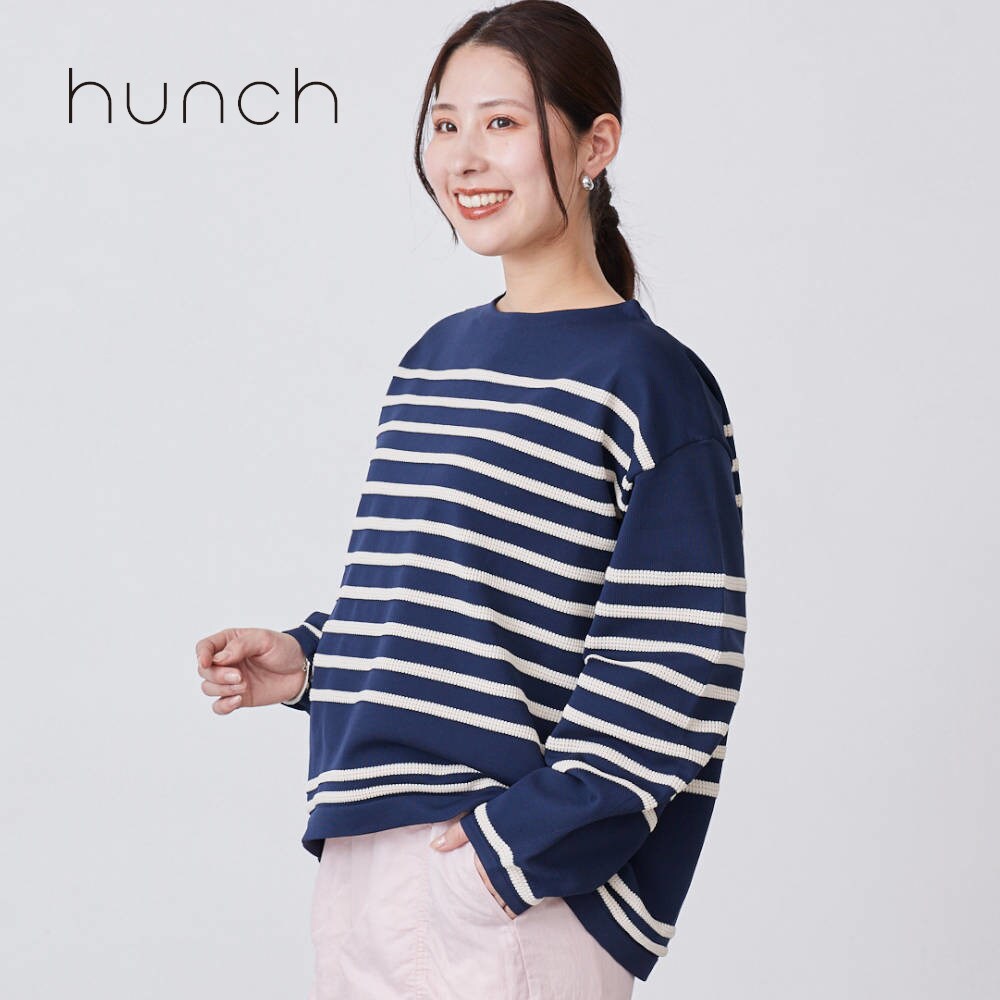 【ハンチ/hunch】柄編みボーダーニット