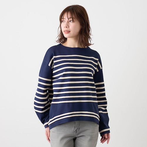 柄編みボーダーニット