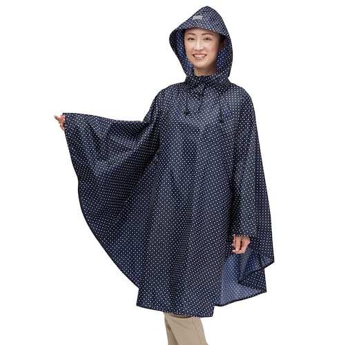 スッポリ被れる軽量レインポンチョ プリント柄