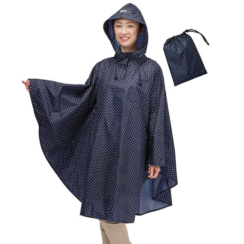 スッポリ被れる軽量レインポンチョ プリント柄
