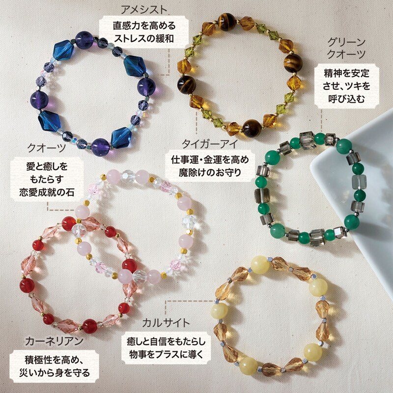 定期お届け】 天然石とガラスビーズのブレスレット手作りキット :6回 