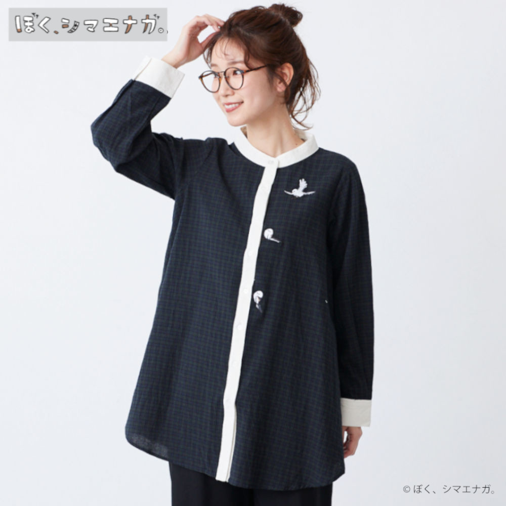 【ぼく、シマエナガ。】モチーフ刺しゅうシャツ