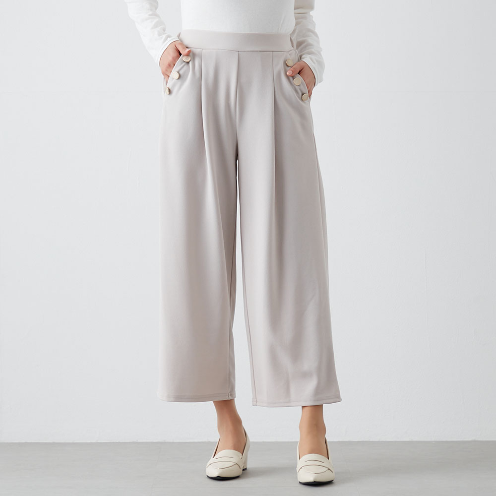 【ベルメゾン】カットジョーゼットポケットボタンパンツ