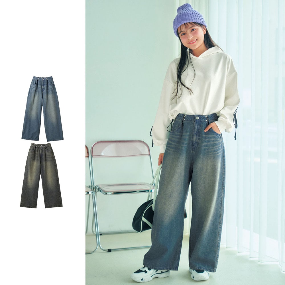 【パペル ラピス/Papel lapiz】ウエストホックバギーデニムパンツ(ウエスト調節可) 【子供ズボン】