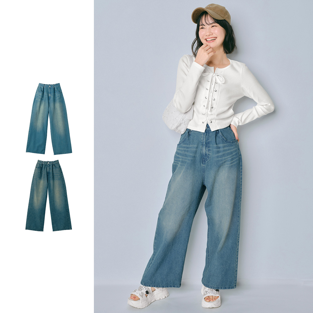 【パペル ラピス/Papel lapiz】ウエストホックバギーデニムパンツ(ウエスト調節可) 【子供ズボン】