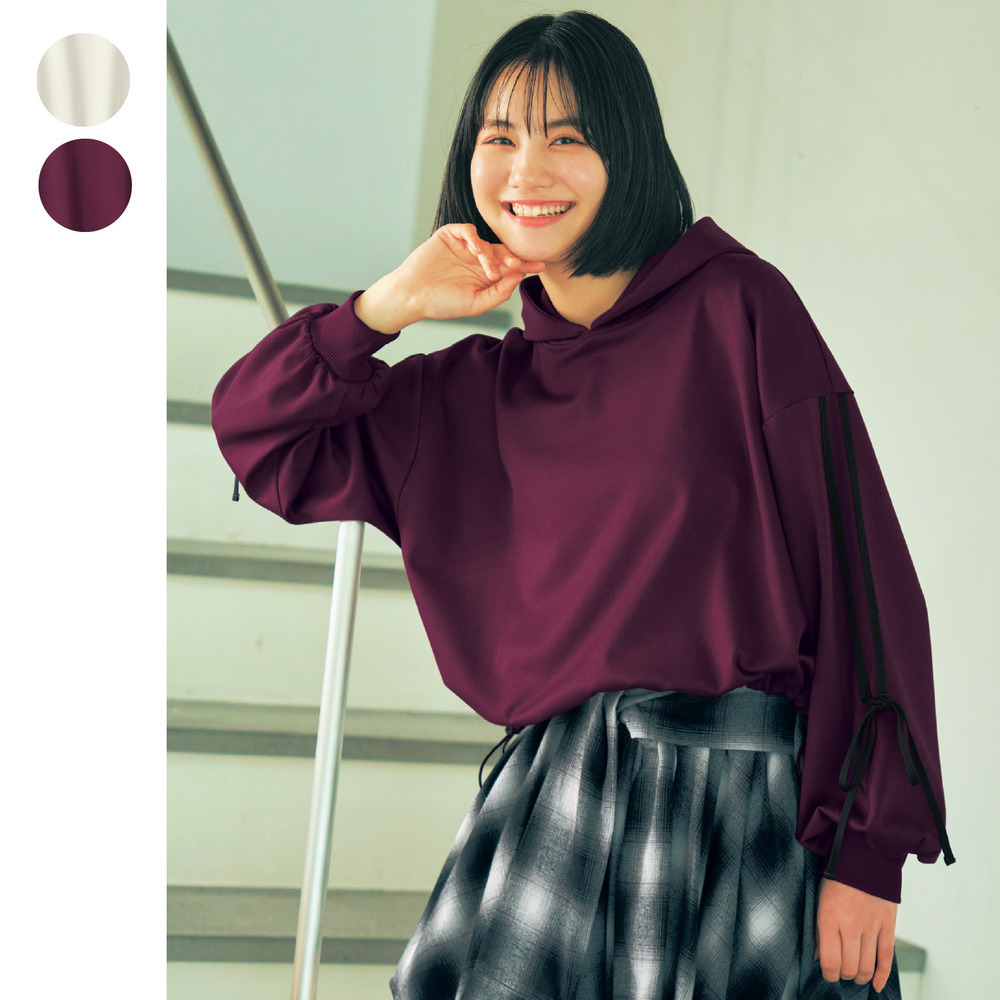 【パペル ラピス/Papel lapiz】袖ラインリボンプルパーカ 【子供服】