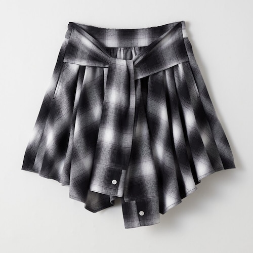 チェック柄シャツラップ風スカート（ウエスト調節可） 【子供服】