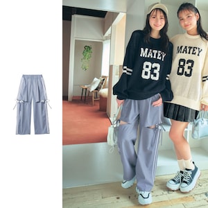 【パペル ラピス/Papel lapiz】サイドスリットリボンパンツ(ウエスト調節可) 【子供ズボン】