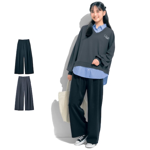 タックワイドスラックスパンツ(ウエスト調節可) 【子供ズボン】