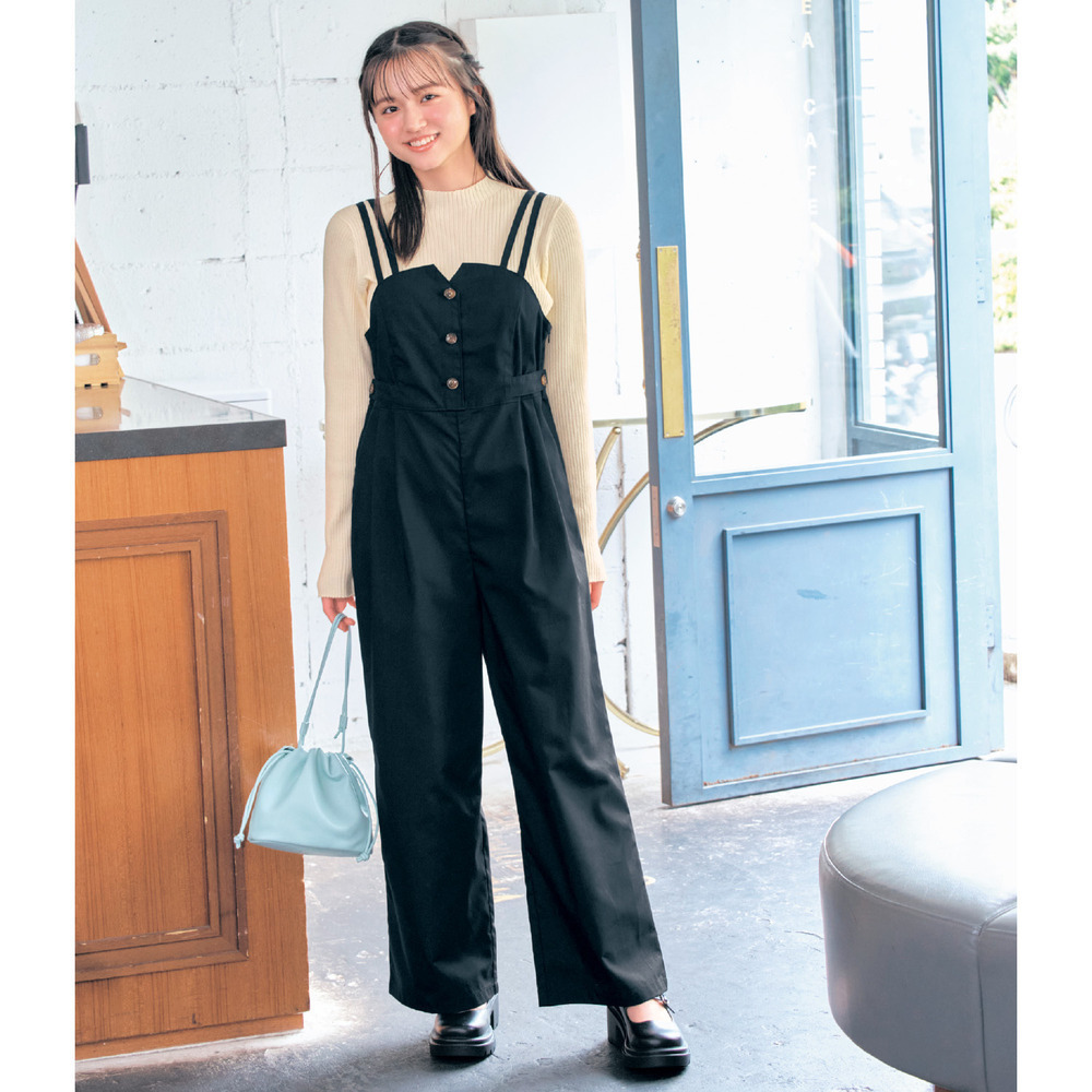 【パペル ラピス/Papel lapiz】フロントボタンゆるサロペット 【子供服】