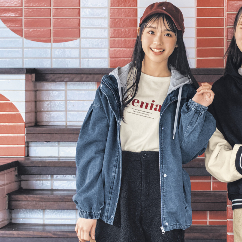 【パペル ラピス/Papel lapiz】取り外しできるフード付き2WAYケミカルウォッシュデニムマウンテンパーカ 【子供服】