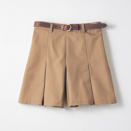 ベルト付きタックプリーツキュロット(ウエスト調節可) 【子供ズボン】