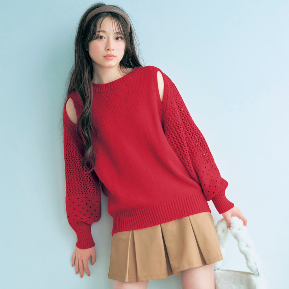 【パペル ラピス/Papel lapiz】ショルダースリットニットプルオーバー 【子供服】 【パペル ラピス/Papel lapiz】ショルダースリットニットプルオーバー 【子供服】