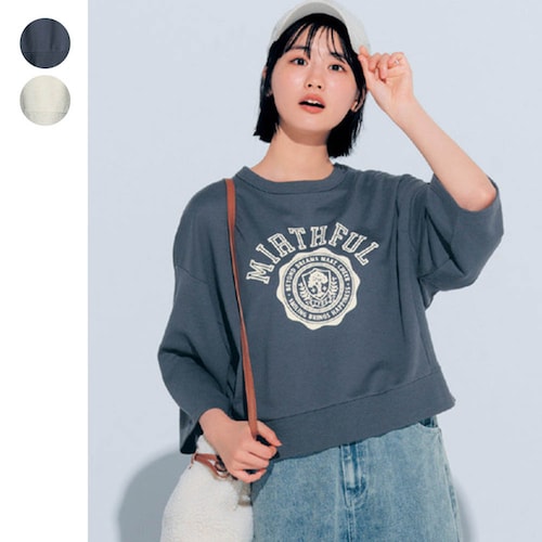 フロッキープリントミニ裏毛七分袖プルオーバー 【子供服】