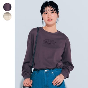 【STANDARD me】袖口リブロゴプリント綿素材長袖Tシャツ 【子供服】