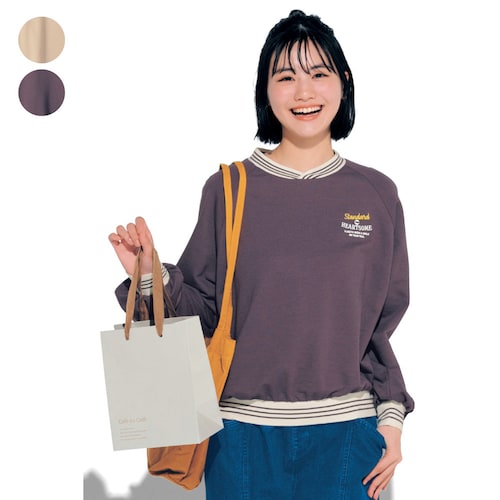 ラインリブラグラン切替えミニ裏毛プルオーバー 【子供服 長袖】