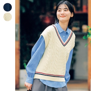 【STANDARD me】ケーブル編みチルデンニットベスト 【子供服】