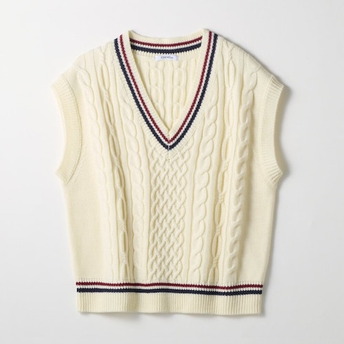 ケーブル編みチルデンニットベスト 【子供服】