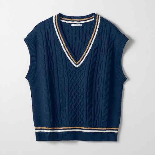 ケーブル編みチルデンニットベスト 【子供服】